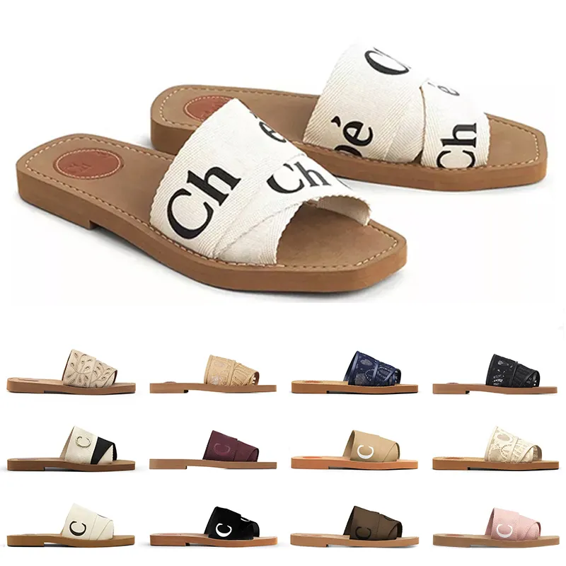 Designer Slippers Dames Sandalen Flat Glaasjes Wit Zwart Zeil Dames Fashion Outdoor Beach Luxe Woody Slipper schoenen