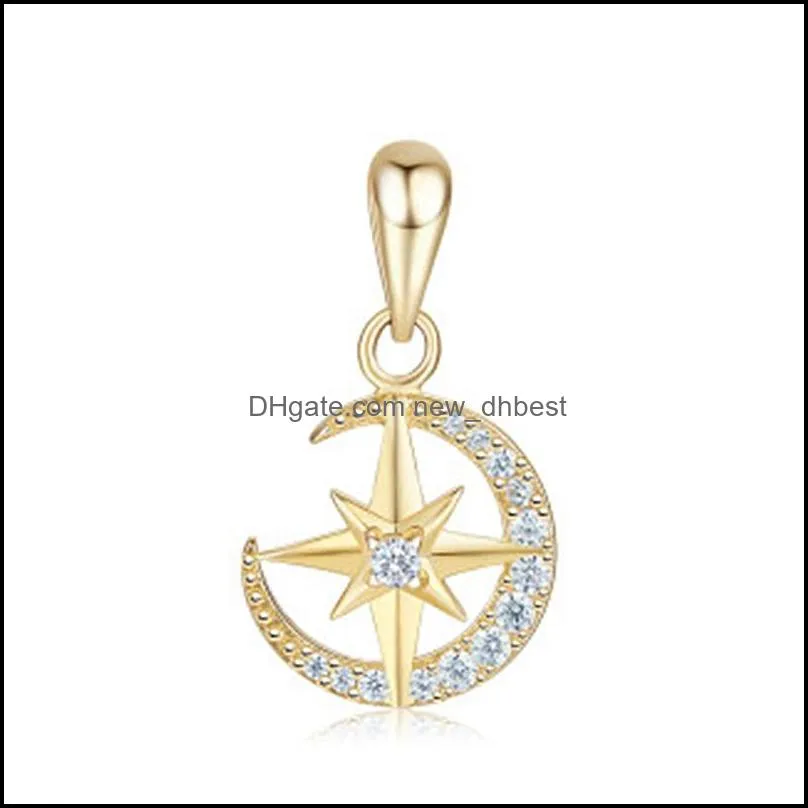 stars and moon charm necklace delicate clavicle stars gold chain necklace for women jewelry mossanite diamond pendants necklaces