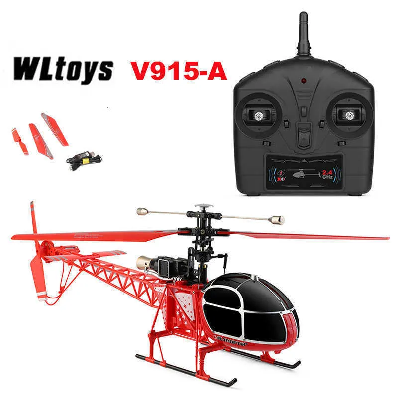 WLToys XK V915-A RC Helicóptero RTF 2.4G 4CH Motor de escova dupla altura fixa Aeronave externo Hobby Drone profissional adulto presente