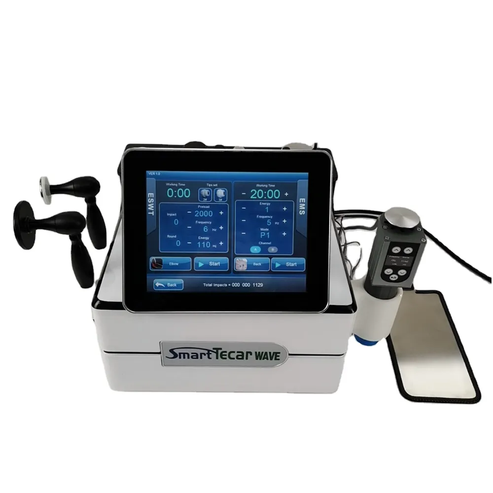 New Shockwave therapy machine with ems tecar technology 3 in 1 ed beauty equipment with free ship ping cost by DHL UPS