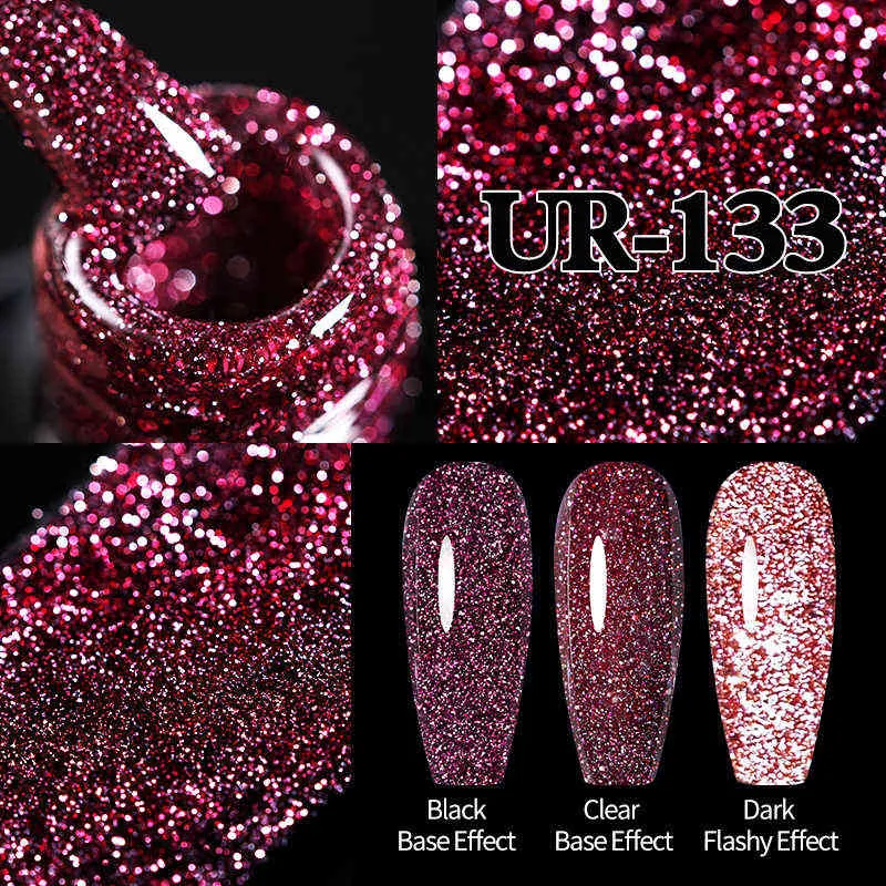 NXY Nail Gel 7 5ML Mörk Röd Polsk Semi Permanent Reflekterande Glitter Sequins Sparkling Söt av UV LED Lack 0328