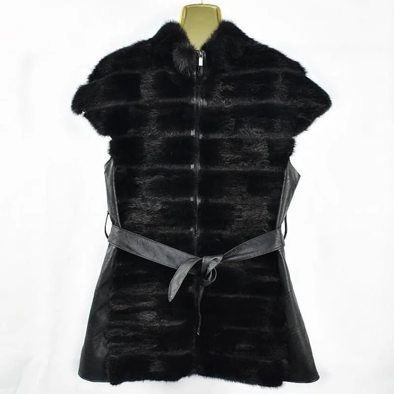 Dames bont faux 2022 lederen mink vest jas mode solide vrouwen natuurlijk dikker warme straatstijl