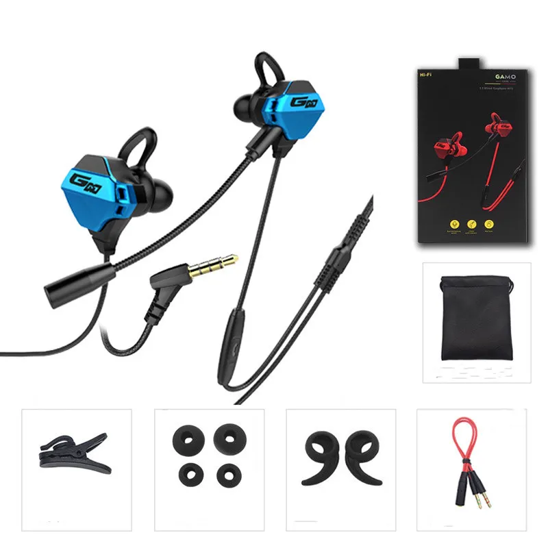 Hifi Wired Gaming-hörlurar in-Ear hörlurar fjärrstereo 3,5 mm headset öronskydd med mikrofonmusikörlurar för iPhone Samsung Huawei Alla smartphones DHL