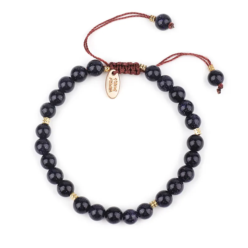 Nouveau Mode 6 MM Pierre Naturelle Agate Perles Brins Bracelet Réglable À La Main Bracelets Bijoux pour Amoureux Cadeau