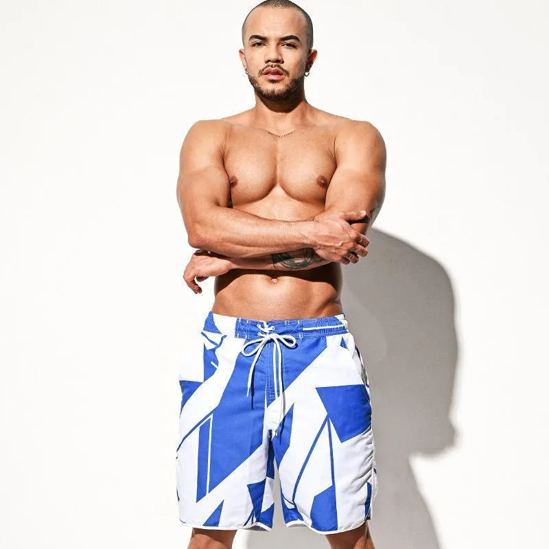 メンズ水着プリント水泳ショーツ快適なパンツビーチ男性の水着のトランクスルーズサーフボードショートマンズ