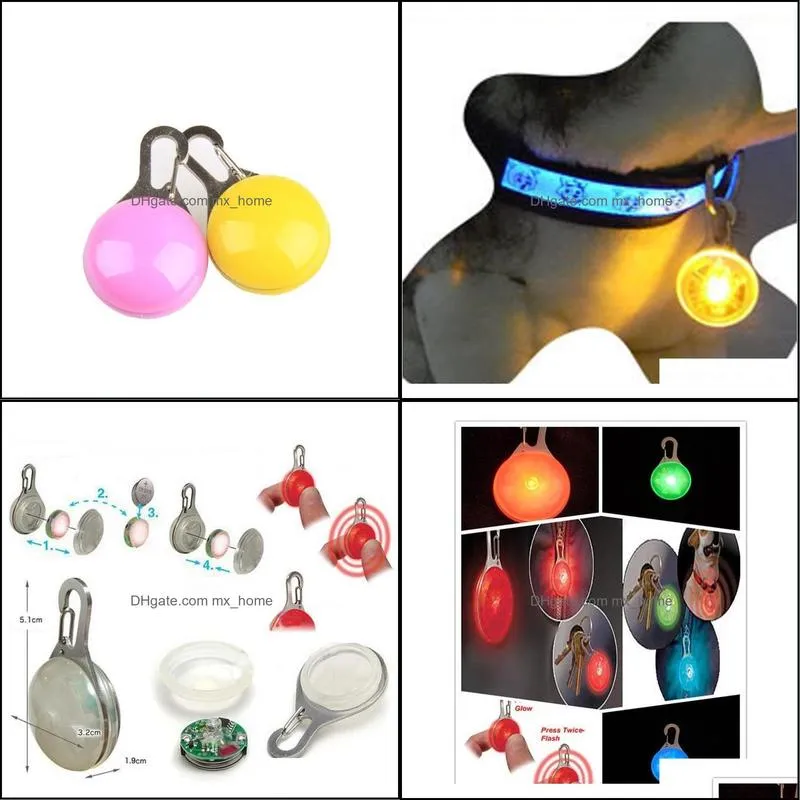 Pet Led Light Pendant Bell Dog Cat Waterproof Dog Illuminated Collar Safety Night Walking Lights Dog Pendants Fla jllGml sinabag