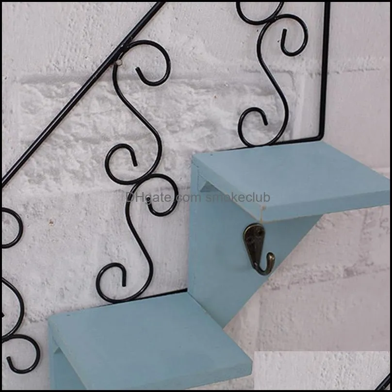 Kitchen Storage & Organization Restaurant Wall Decoration Hanging Hook Rack Wrought Iron Flower Stand Pot Stairs