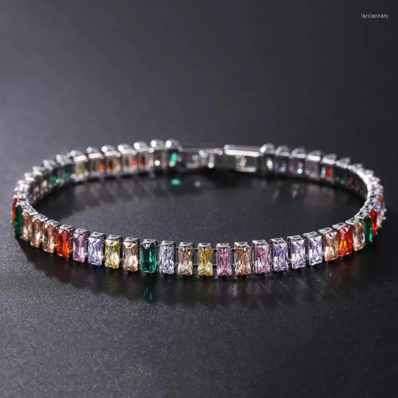 Link Chain 2.5 5mm Cubic Zirconia Bracelet Colorful CZ Tennis Bracelets For Women Men Punk Zircon Wedding Silver Color JewelryLink Lars22