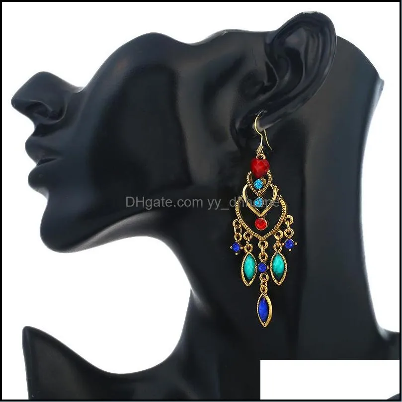 gold drop earrings for women girl vintage national style hollow dangle and chandelier earrings fashion jewelry wholesale - 0835wh