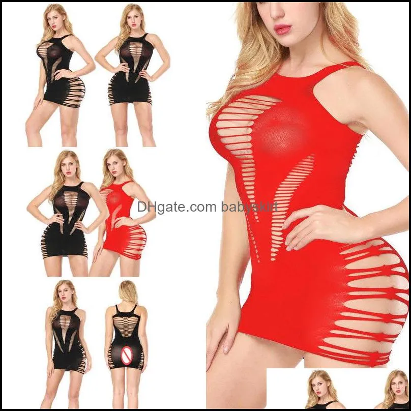 Kadınlar Sexy Lingerie Dantel Siyah Kırmızı Elbise Babydoll Pijama Gecelik Boyutu Damla Teslimat 2021 Set Iç Çamaşırı Sağlık Güzellik 1KBut