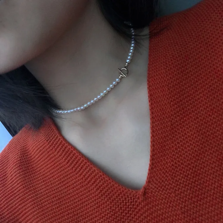 Perle d'eau douce nouée à la main 4-5mm 18 pouces collier bijoux de mariage cadeau de saint valentin