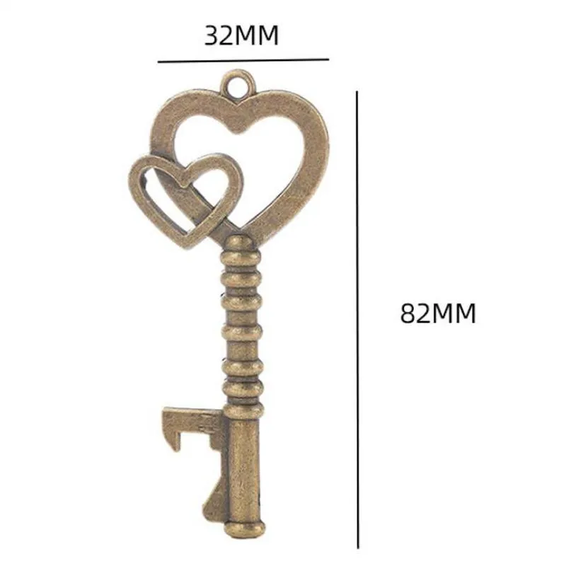 Vintage Key Double Heart Bottle Opener Wedding Pendant Beer Opener Festival Souvenir Gift Wedding Party Favor LX4654