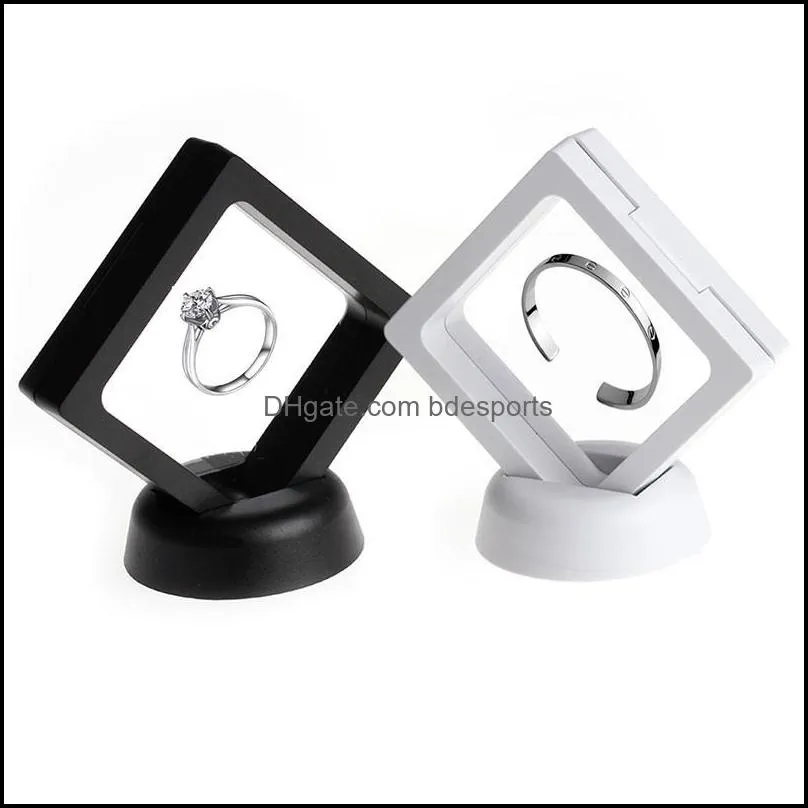 Jewelry Ring Pendant Display Stand Suspended Floating Case Coins Gems Artefacts Packing Boxes White Black 2022 Drop Delivery 2021 Office S