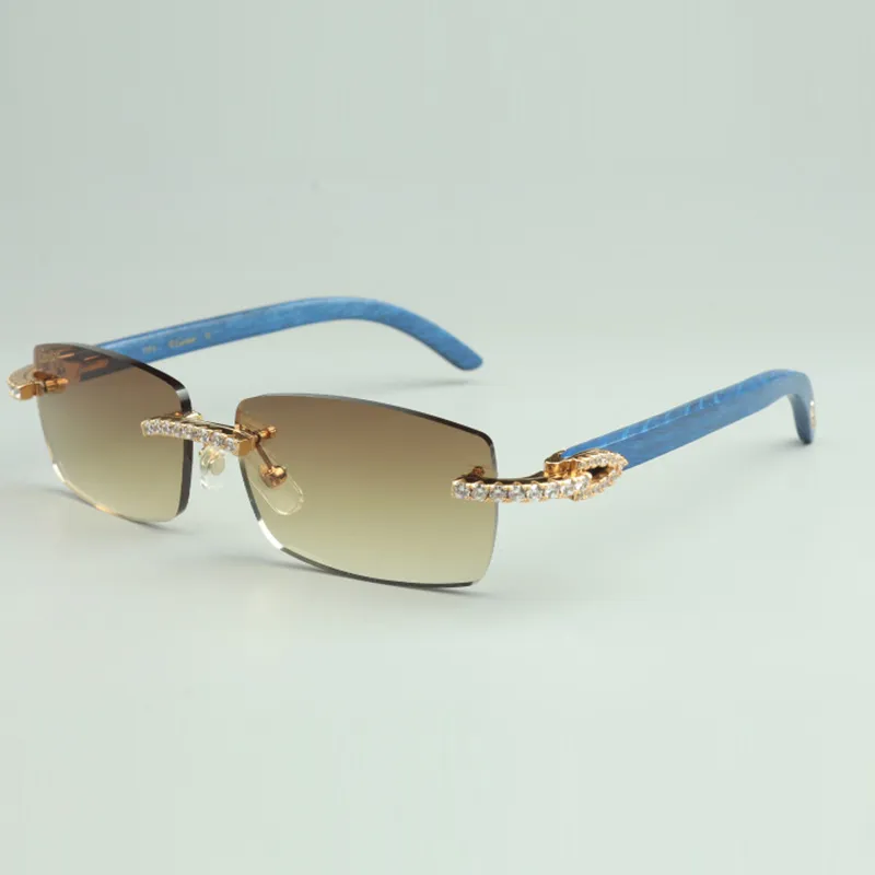 endless diamonds sunglasses 3524012 with blue natural wood legs and 56mm lens