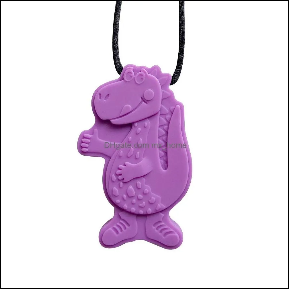 teethers sensory chew necklace dinosaur chewing pendant silicone teether teething stick toys chewlery necklaces for infant kids z6552