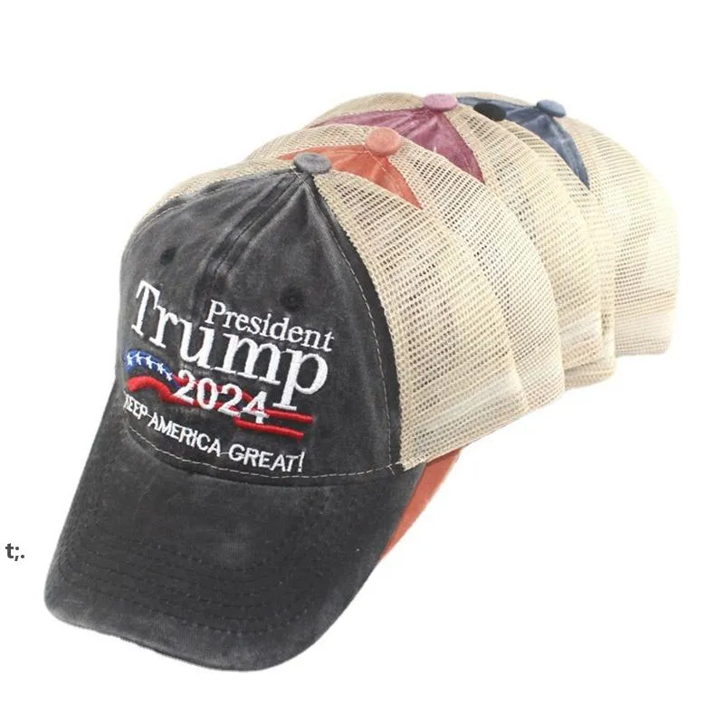 Party Hats Embroidered 2024 US President Election Baseball Cap Adjustable Strapback Keep America Great Hat Trump Same Style RRE13683