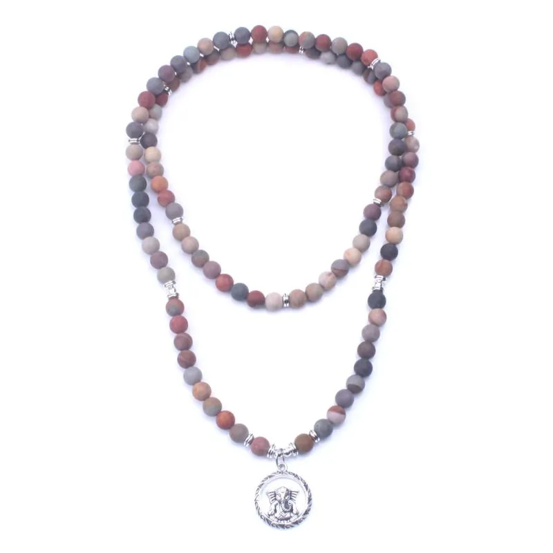 Hänge halsband matt ocean sten med ganesha 108 stretch mala halsband eller armband helande andlig yogamycken droppendant