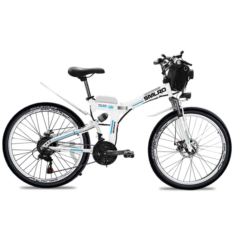 Smlro MX300 Vélo Électrique Tout Suspendu 500W 48V 13AH Adultes Ebike avec Batterie Amovible 26 Pouces Vélo Électrique Pliant Haute Qualité Mode E-Bike 21 Vitesses