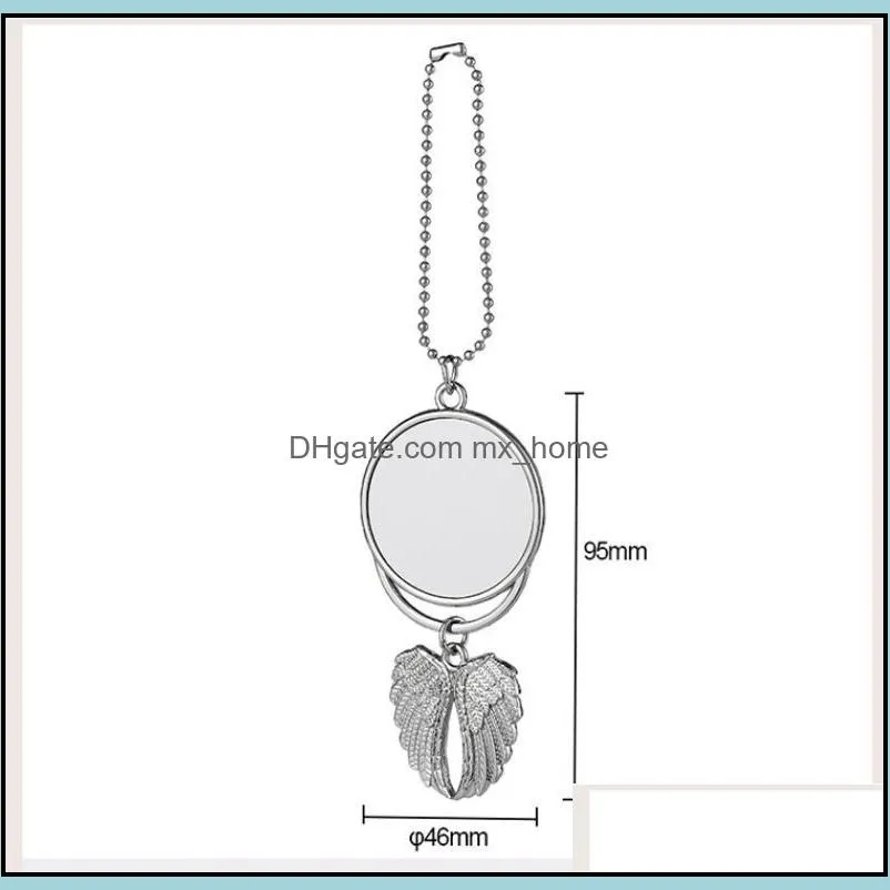 Sublimation Blank Pendant Heat Transfer DIY Gifts Three Styles Car Pendants Metal Angel Wings Ornaments