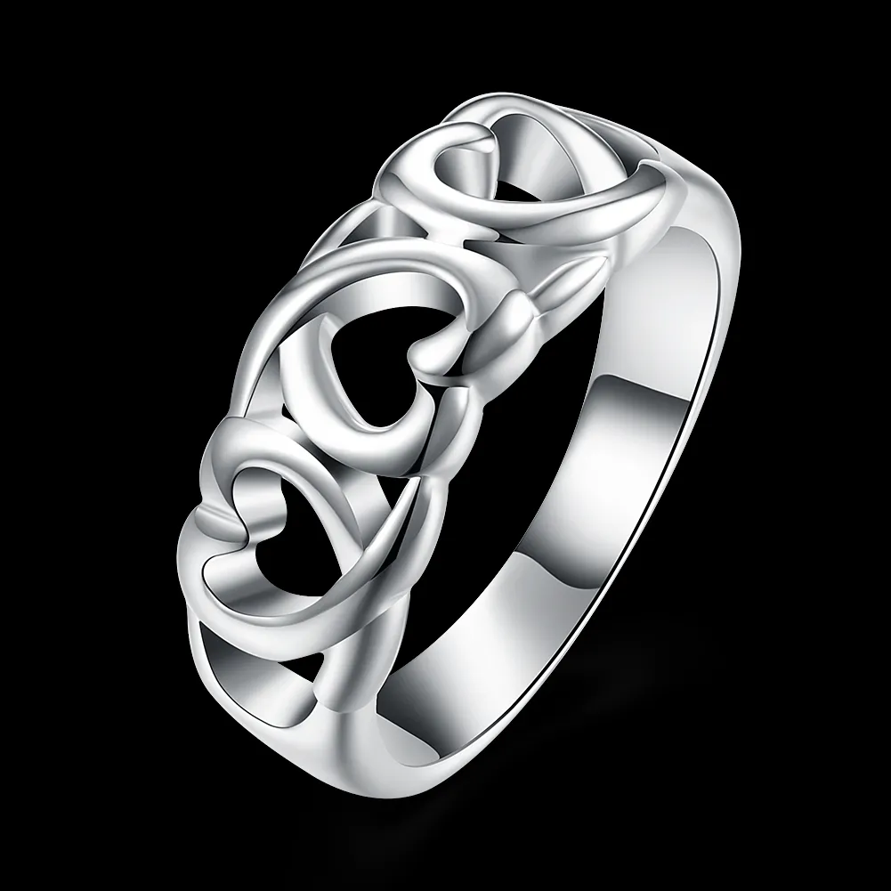 Charm 925 Stamp Silver Heart Shape Rings Crystal Fashion Gifts Engagement Wedding Jewelry