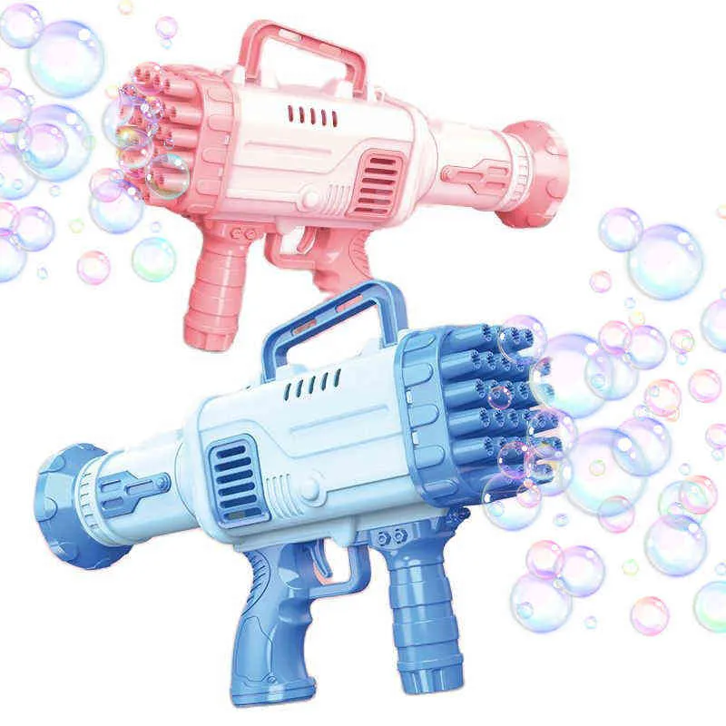 Bubble Gun Rocket 32/36 Trous Bulles De Savon Machine Gun Forme Souffleur Automatique Avec Lumière Jouets En Plein Air Cadeaux Pour Enfants Enfants Y220725