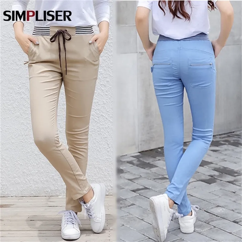 Kvinnor Casual Harem Pants Plus Size Black Blue Khaki Sweatpants Cargo Pants Elastic Midje Track Trousers Ladies Pencil Pants 2020 LJ200813