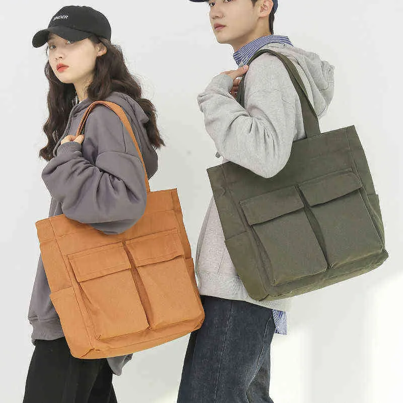 Литература с большими возможностями и художественная студентка -студентка Canvas Bag Древнее смысл мужской твердый цвет корейская версия мульти карманная сумка для одного плеча 220517