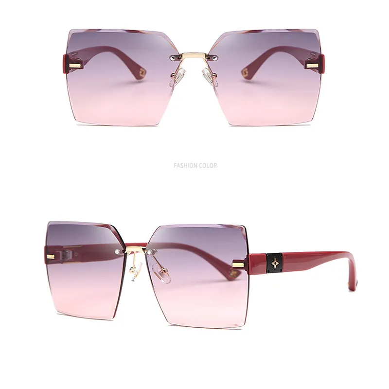 Oversized Rimless Square Gradient Womens Sunglasses 2022 With Cut