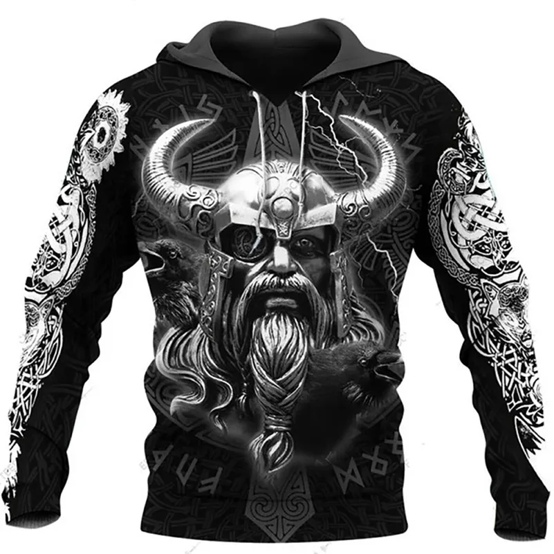 Fashion viking tattoo symbol 3d printed unisex deluxe hoodie spring autumn street loose pullover casual sweater 220725
