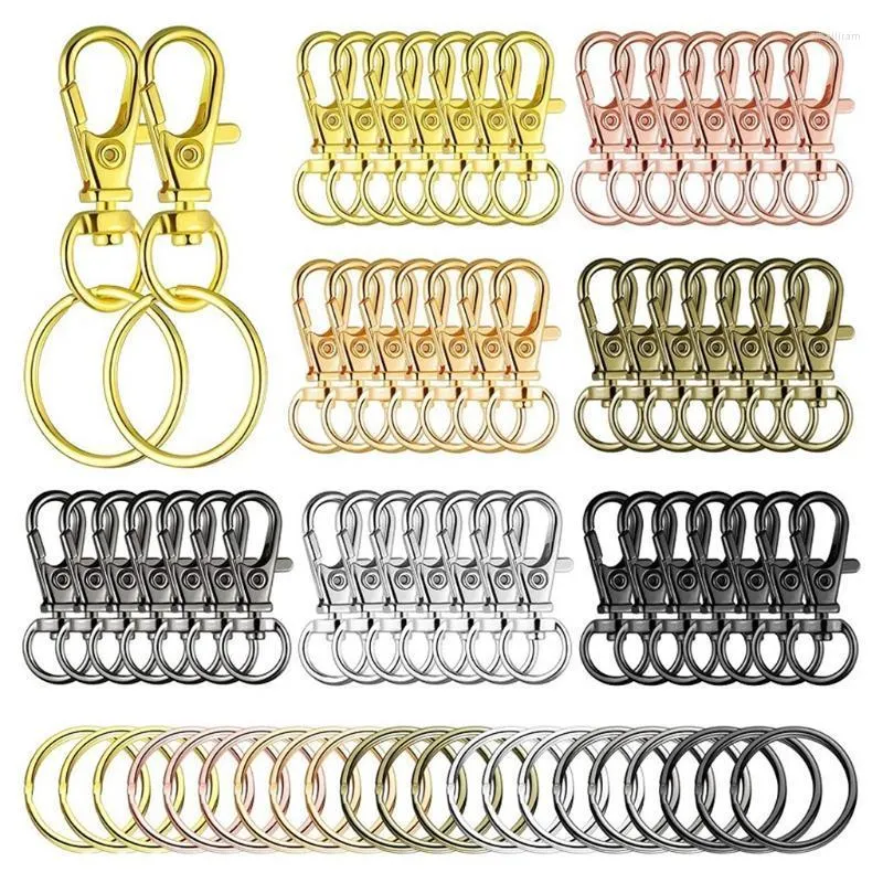 Keychains 98 Pieces Color Swivel Buckle Set 49 Lobster Claw Clasps Key Rings Metal Lanyard Keychain Hooks Smal22