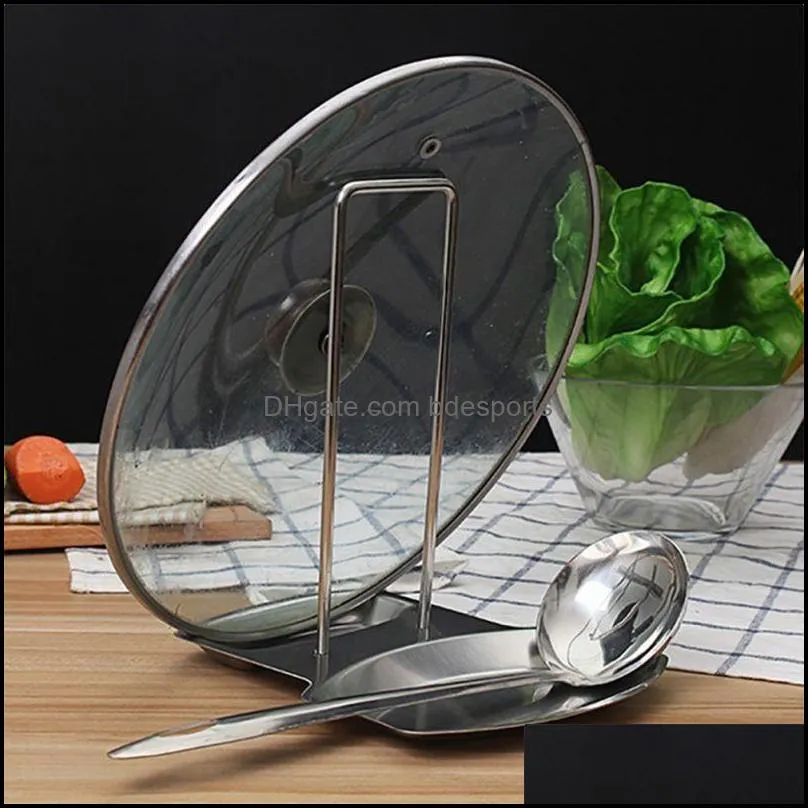 Stainless Steel Pan Pot Cover Lid Rack Stand Spoon Holder Stove Organizer Storage Soup Spoon Rests Kitchen Accessories Tools