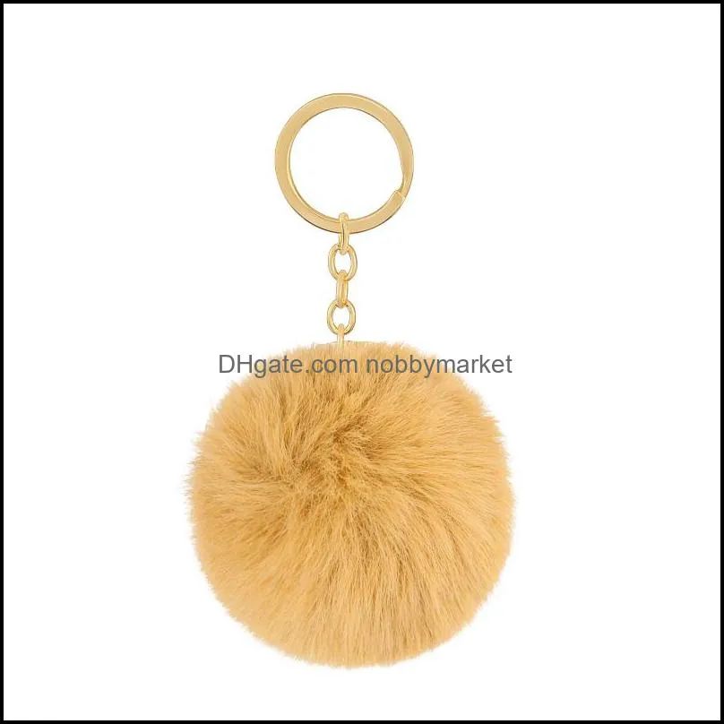 34Colors Fluffy Fur Pom Keychains Toys Soft Faux Fur Ball Car Keyring Pompom Key Chains Gift For Kids Bag ornaments