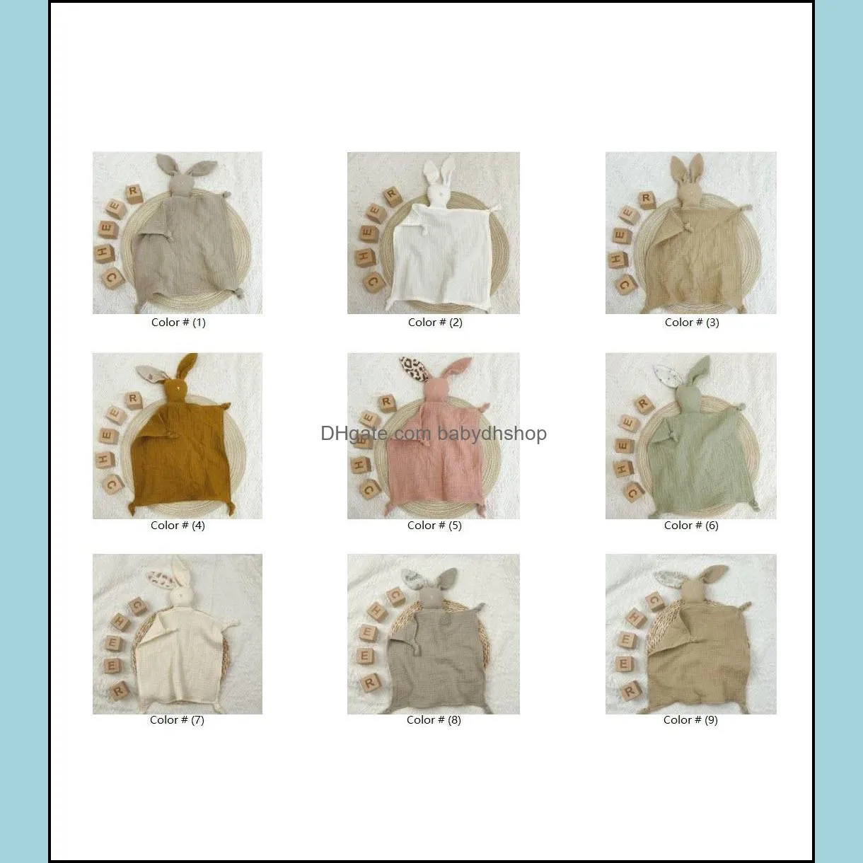 soft cotton muslin baby bib stuffed rabbit doll newborn appease towel security blanket baby sleeping cuddling facecloth