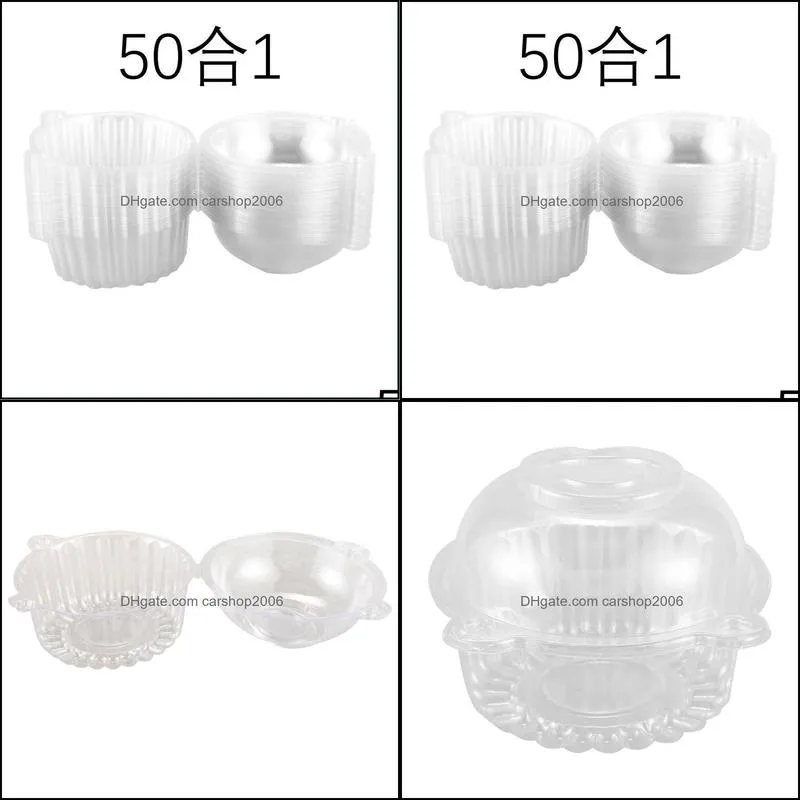 baking & pastry tools 50 x single plastic clear cupcake holder / cake container dome muffin carrier