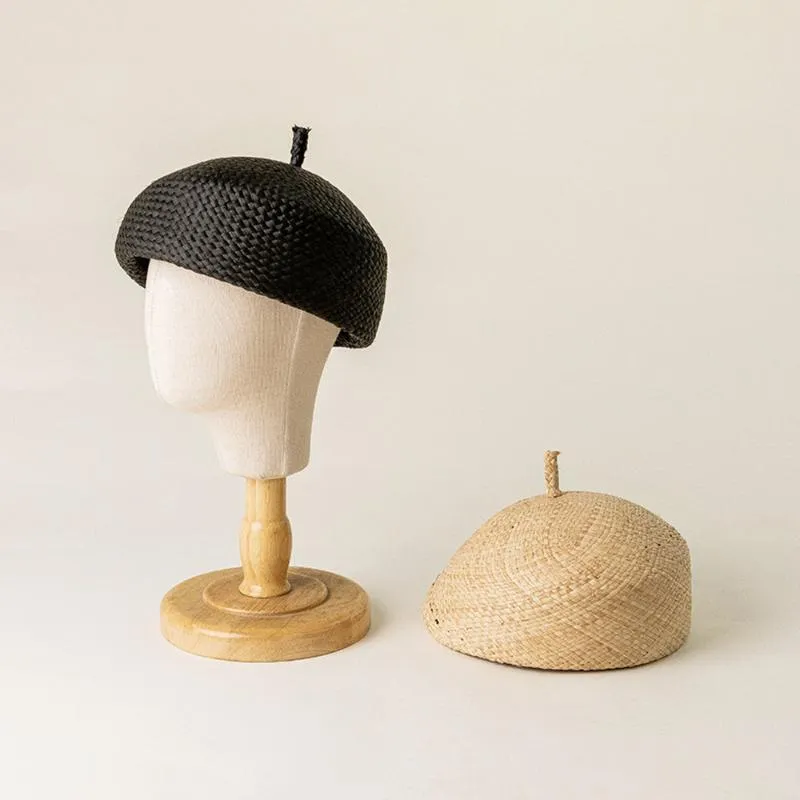 Berets Fashion Детская весна и летняя повседневная ретро -натуральные шляпы Raffia Beret Hats Hate Wholesaleberets