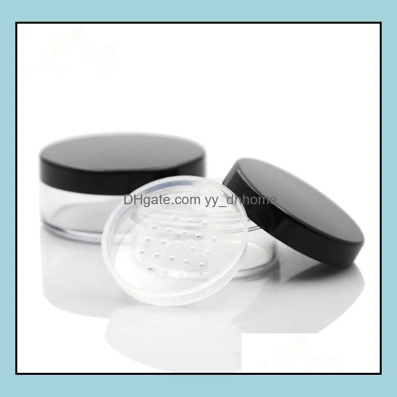 50g 50ml cosmetic loose powder empty jar makeup powder containers case box with sifter black lids sn945