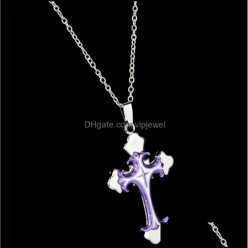 brand new christian plating drops cross pendant necklace short section wfn020 (with chain) mix order 20 pieces a lot k6096