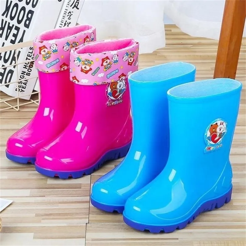 Children Rain Boots Pvc Rubber Kids Baby Cartoon Shoes Water Shoes Waterproof Non-slip Rain Boots Toddler Girl Rainboots LJ201202