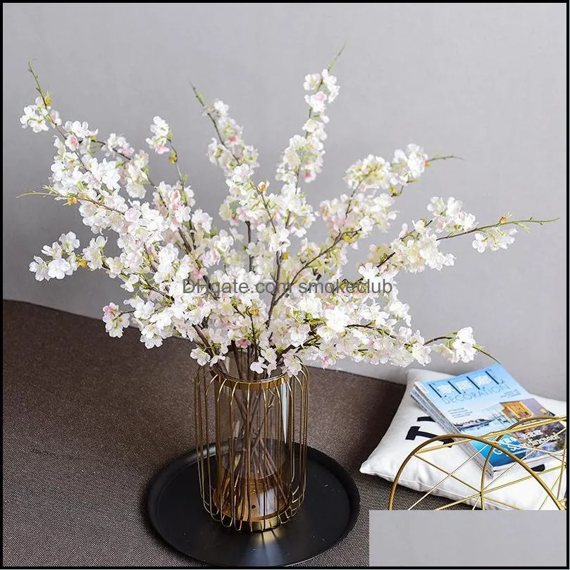 4 Forks/Pcs Upscale Artificial Flower Cherry Blossom 110CM White Pink Garland Bouquet For Home Living Room Wedding Decoration