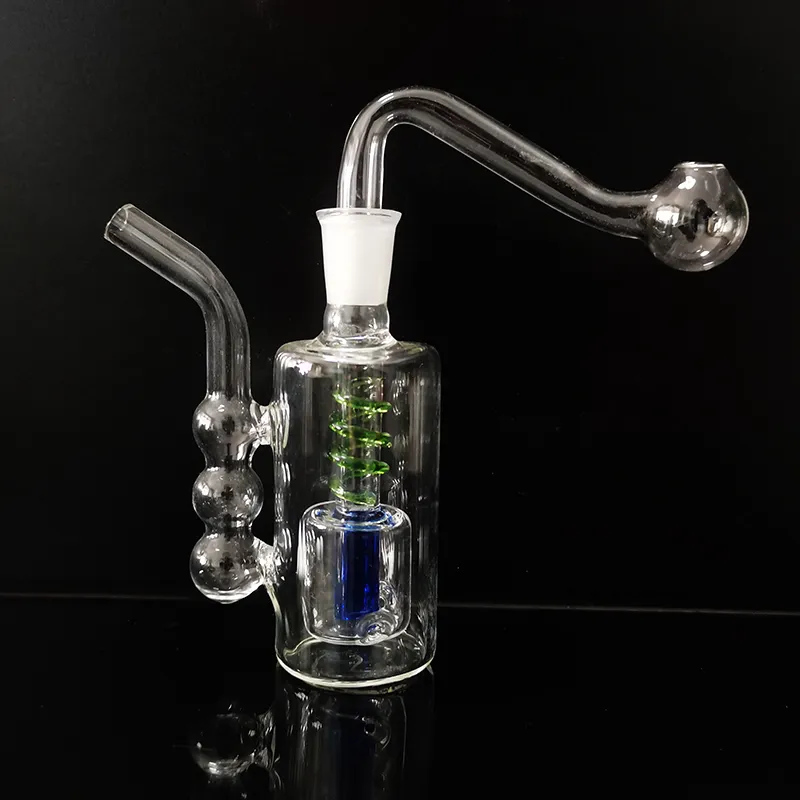 Mini oljebrännare glasrör bubbler bong dab rigg hookah set små rökrör percolater vatten bongs med 10 mm manlig tobakskål set shisha för rökare gåva grossist