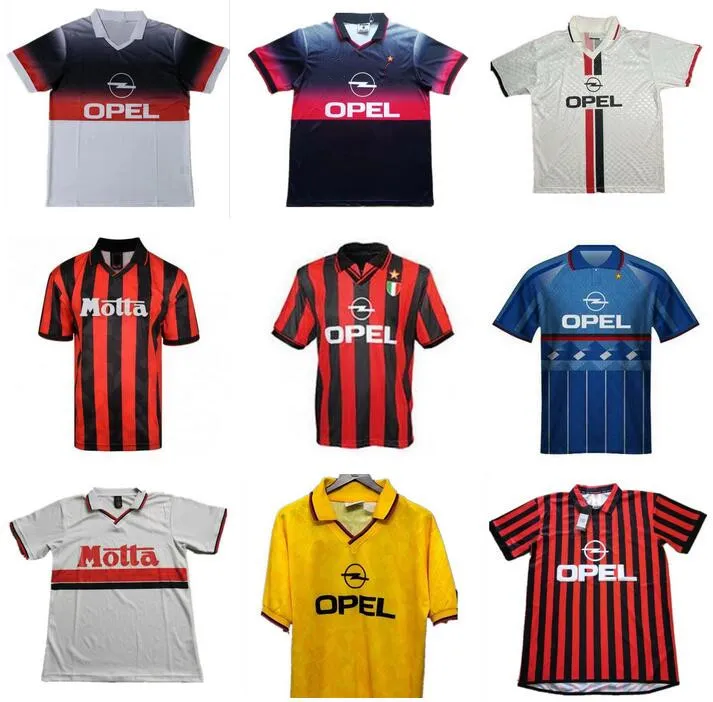 1995 1996 1997 MILAN サッカーユニフォーム レトロヴィンテージ 95 96 97 サッカーシャツ クラシック AC MALDINI BAGGIO WEAH SAVICEVIC BOBAN BARESI アウェイ ホワイト S-2XL 最高品質