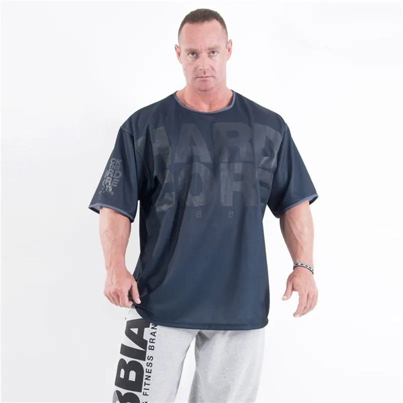 Mens Loose Mesh Breattable Gym T Shirt Casual Short Sleeve Running Workout Training Tees Fitness Top Sport Clothing 220610