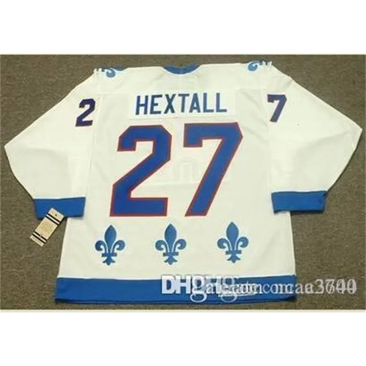 Chen37 Custom Hommes Jeunes femmes Vintage # 27 RON HEXTALLS Quebec Nordiquess 1992 CCM Hockey Jersey Taille S-5XL ou personnalisé n'importe quel nom ou numéro