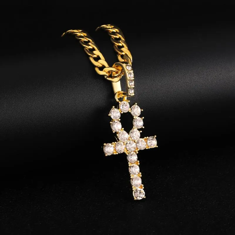 Chains Men Women Hip Hop Cross Pendant Necklace With Cuban Link Chain Iced Out Bling Necklaces HipHop JewelryChains