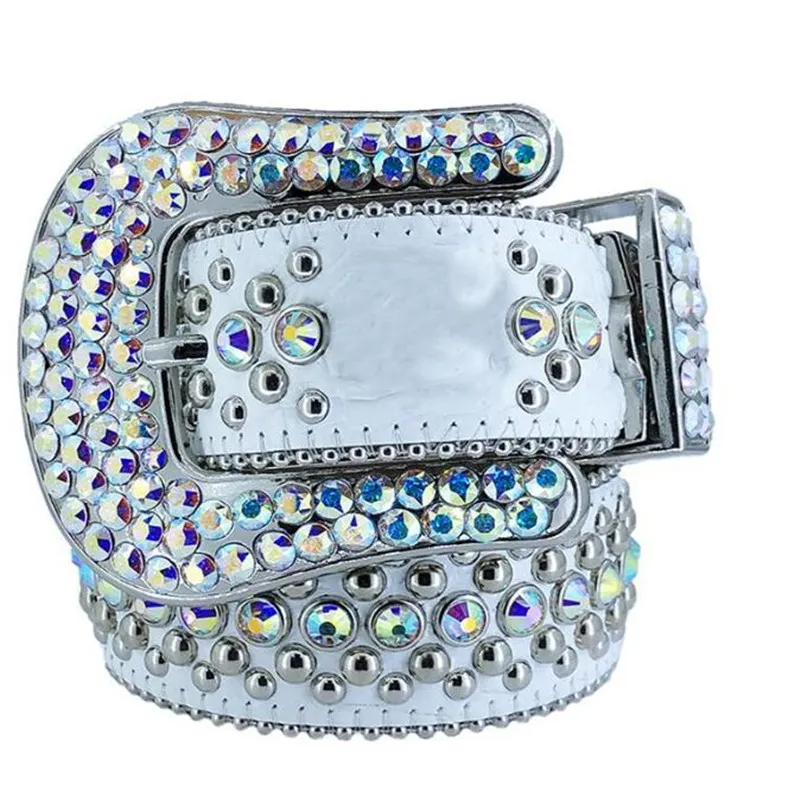 2022 Cintura Bb Designer Simon Cinture per uomo Donna Cintura diamantata lucida Nero su nero Blu bianco multicolore con strass bling come regalo b3