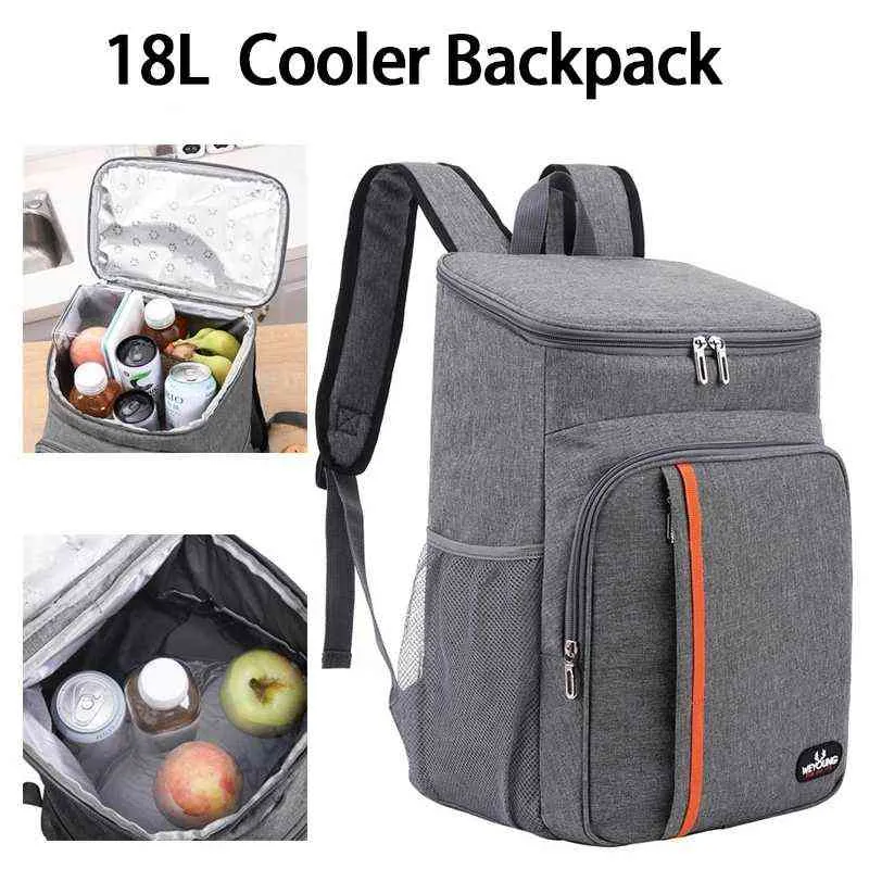 Kühltasche mit großer Kapazität, Rucksack, Picknick, Einkaufen, Thermo-Essenslieferung, Eiscreme, Thermo-Mittagessen, Camping-Kühlschrank, isolierte Tasche, 18 l, J220708