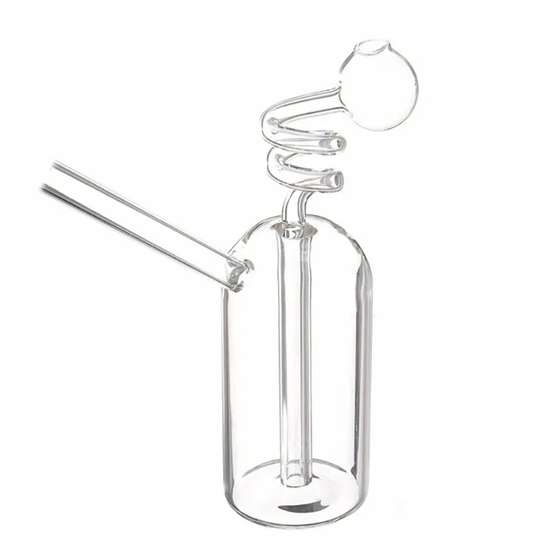 Integrated Oil Burner Hookah Bong Water Bubbler Pipes Glass Smoking Pipe Mini Percolater Bongs Transparent Dab Rig Spiral Small Smoke Accessories Portable Shisha