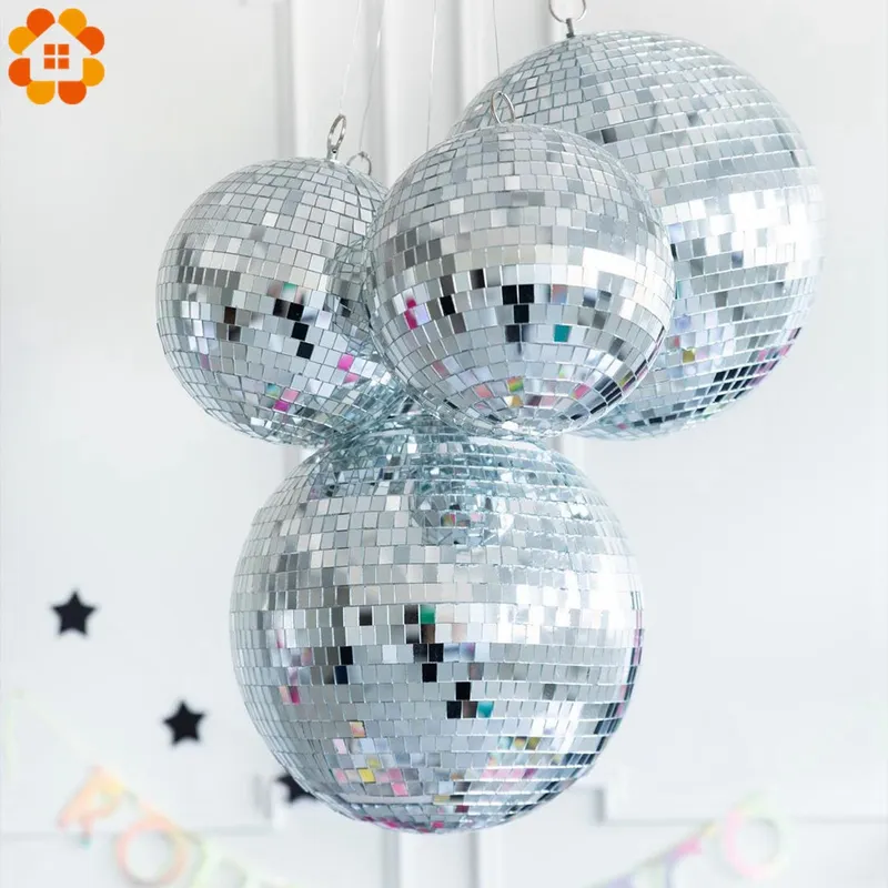 1Pack 3060mm Kerstbal Kerstboom Hangende ornamenten Mirror Glass Disco Hangers Bauble Home Party Decoratie Y201020