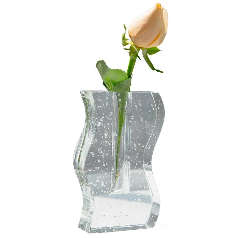 Vaser skandinavisk kristall glas vase skrivbord transparent blomma arrangemang hydroponic flaska vardagsrum hem dekoration