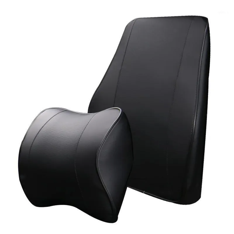 Coussins de siège marque cuir Pu voiture appuie-tête oreiller mousse à mémoire confortable cou oreillers soutien adapté à la plupart des voitures qualité